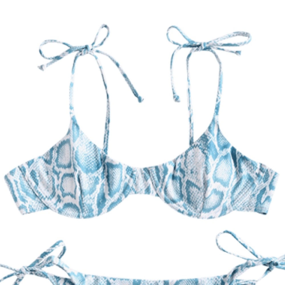 Zaful  Snakeskin Tie Underwire Bikini Set